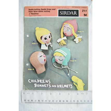 Vintage: Sirdar 211 children's bonnets and helmets, DK, 2 and 4 years
