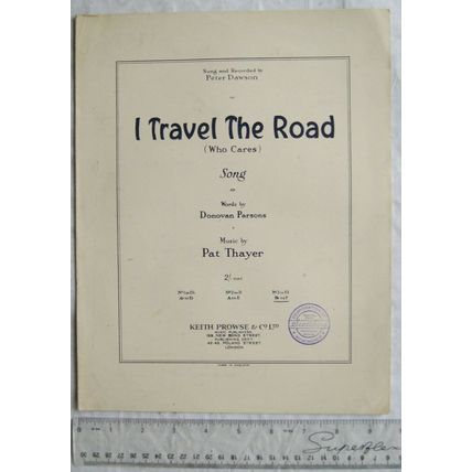 1925 I Travel The Road (Who Cares), words & music, No. 3 in Eb Bb to F