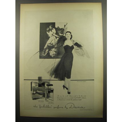 1951 Dana Tabu Perfume Ad - The forbidden perfume by Dana