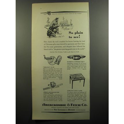 1952 Abercrombie & Fitch Ad - Miracle Golf Club; Women's Belt; Zebco Reel