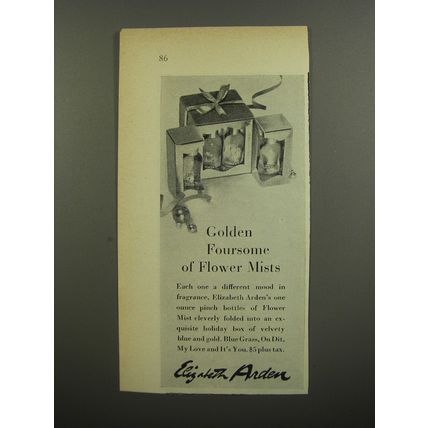 1953 Elizabeth Arden Flower Mist Ad - Golden foursome of flower mists