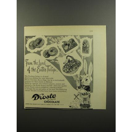 1953 Droste Chocolate Ad - From the land of the Easter tulip