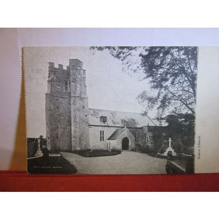 THE CHURCH, SEATON, DEVON used antique postcard 1918 pm =