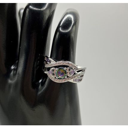 Ring Silver Plated Cubic Zirconia Filled Heart #501, #524