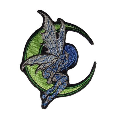 Iron On Fairy Moon Patch or Sew Embroidered Badge Applique Angel Fantasy P062