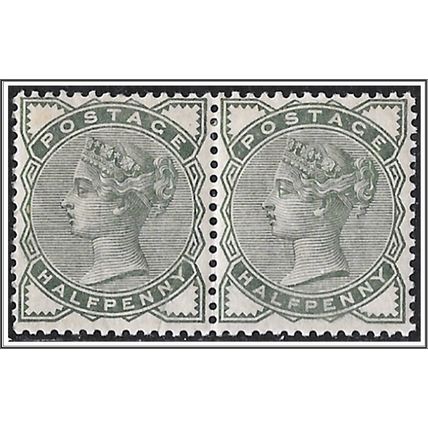 QV 1880 SG165 Half Penny Pale Green Pair Mounted Mint Cat.£110
