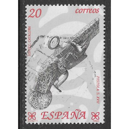 SPAIN ESPANA 1990 17th CENTURY CATALUNA PISTOL FIREARM GUN ENGRAVED USED