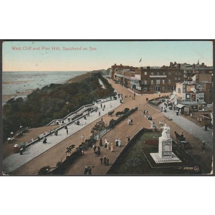 West Cliff and Pier Hill, Southend on Sea, Essex, 1913 - Valentine's Postcard