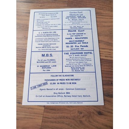 1979/80 Matlock Town vs Buxton - Northern Premier League * FREE P&P *