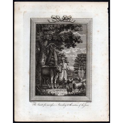 BEASTS FOR SACRIFICE 1777 Pollard - Jan Luyken ANTIQUE ETCHING