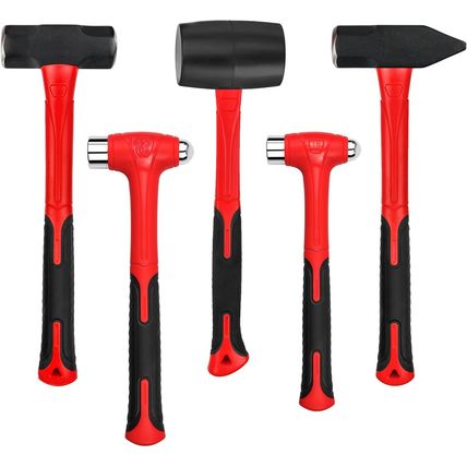 C&T 5-Piece Hammer Set, 16Oz Ball Peen Hammer | 32Oz Ball Peen Hammer | 32Oz Rub