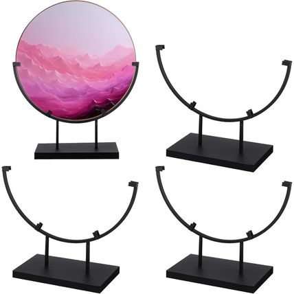 Blulu 4 Pcs 10 Inch round Metal Display Stands for Stained Glass Art Fused Glass