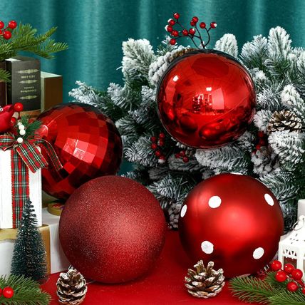Tigeen 4 Pcs 5.91 Inch Large Christmas Ball Ornaments Extra Large Christmas Hang