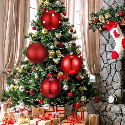 Tigeen 4 Pcs 5.91 Inch Large Christmas Ball Ornaments Extra Large Christmas Hang