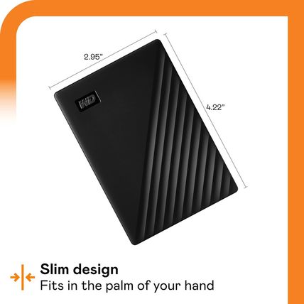 WD 5TB My Passport, Portable External Hard Drive, Black, Backup Software with De