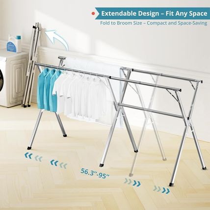 JAUREE 95 Inches Clothes Drying Rack, Drying Rack Clothing Folding Indoor Outdoo