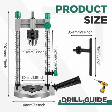 Zonon Portable Drill Guide Attachment - Multi-Angle Press for 1/4" and 3/8" - Pr
