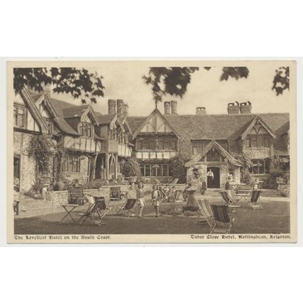 THE LOVELIEST HOTEL IN SUSSEX Tudor Close Hotel, Rottingdean early 20th C. RPPC