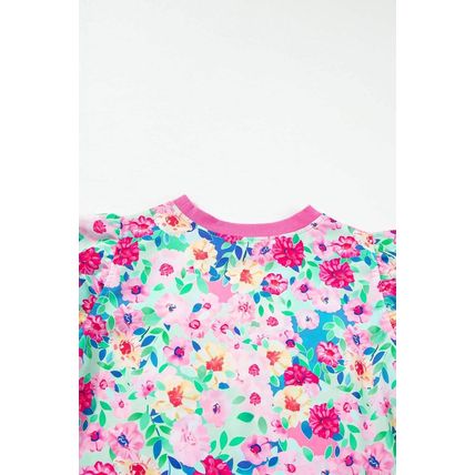 Multicolour Floral Print Flutter Sleeve Ruffled Mini Dress