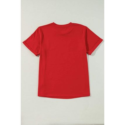 Red Sequined Christmas Tree Graphic Crewneck T Shirt