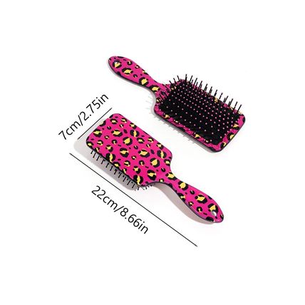 Strawberry Pink Leopard Print Long Handle Air Cushion Comb