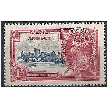 Antigua 1935 SG91 1d Deep Blue & Carmine Silver Jubilee Mounted Mint . .