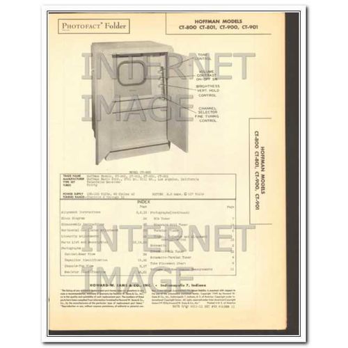 HOFFMAN models CT800 01 CT900 01 TV receiver Sams Photofact manual