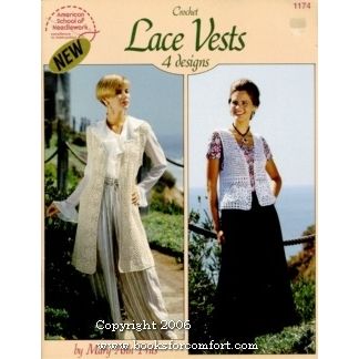 Crochet Lace Vests 4 designs Book No 1174