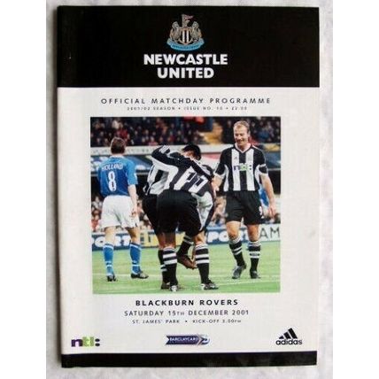 2001 programme Newcastle United v. Blackburn Rovers