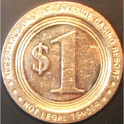 Lakeside. $1 Casino Token. Osceola, IA. J95.