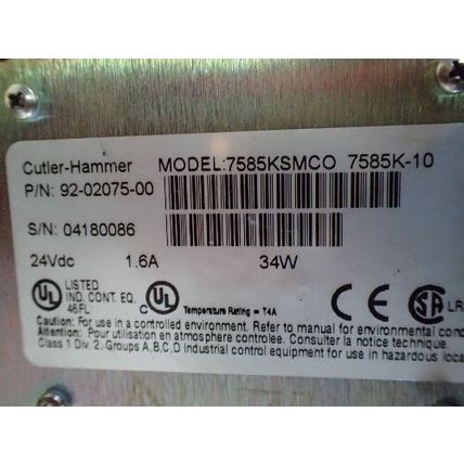 CUTLER HAMMER 92-02075-00 7585KSMCO,7585K-10 LCD PANELMATE MONITOR,BS