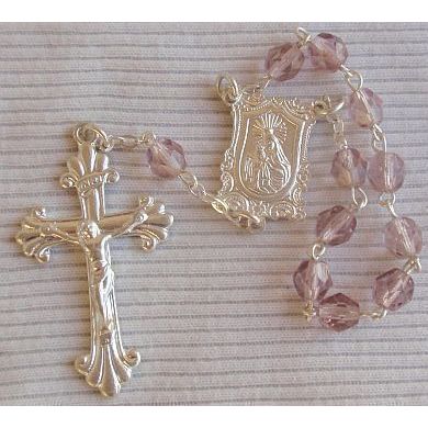Purple glass beads mini Rosary