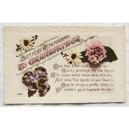 1919 Greetings postcard Grandfather Birthday