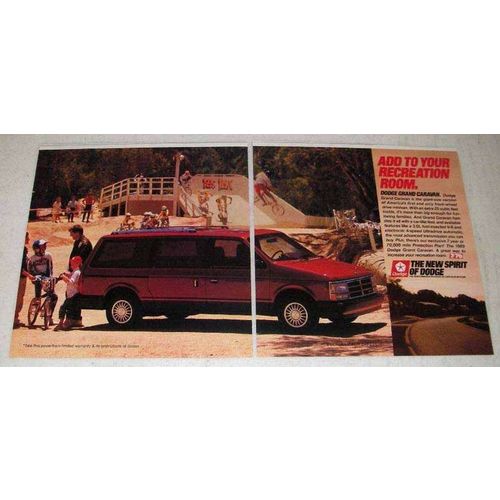 1989 2-pg Dodge Grand Caravan Minivan Ad - Recreation Room