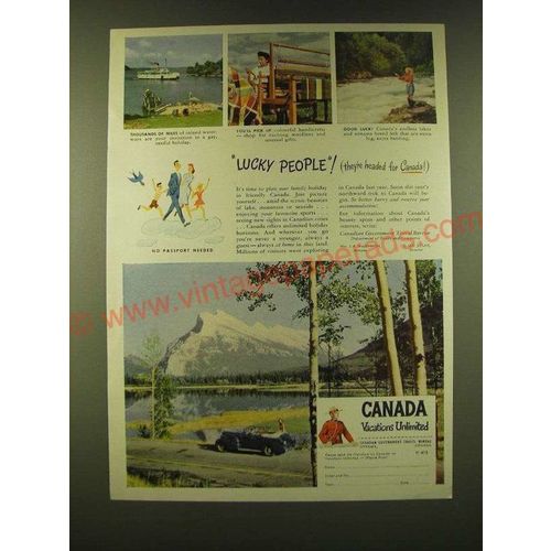 1947 Canada Tourism Ad - Lucky People! They're headed for Canada