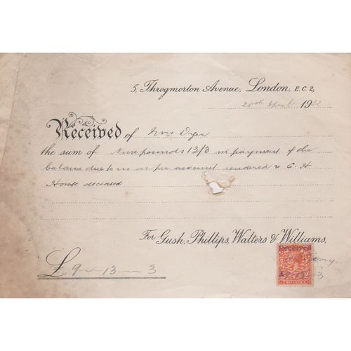 Receipt 1932 for Gush Phillips Walters & Williams re deceased estate