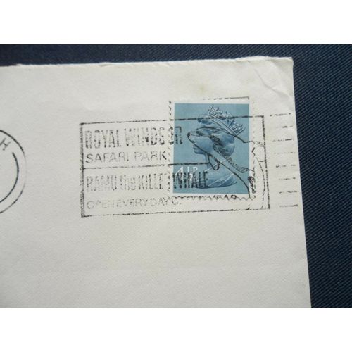 1974 COVER SLOGAN POSTMARK WINDSOR SAFARI PARK RAMU KILLER WHALE MACHIN STAMP