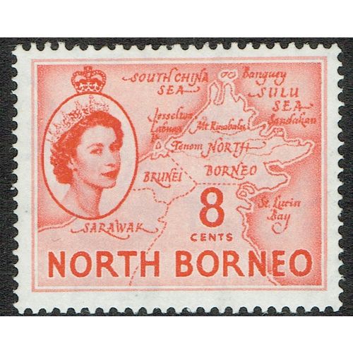 North Borneo 1954 Definitive Issue 8c Scarlet SG377 MM