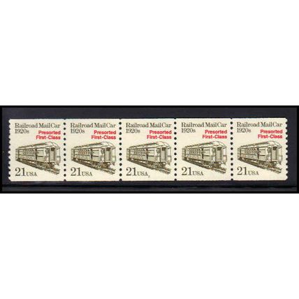 2265 21c Mail Car Very Fine MNH Dry Gum PNC 2/5 X1258