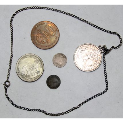 silver coins silver chain copper coins