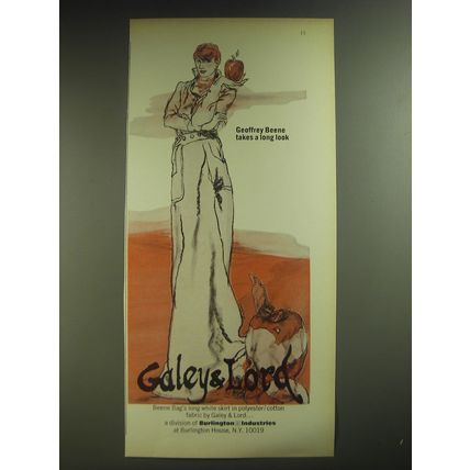 1974 Galey & Lord Geoffrey Beene Long White Skirt Advertisement