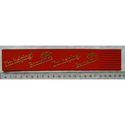 Vintage: red leather bookmark - I'm Helping Barnardos