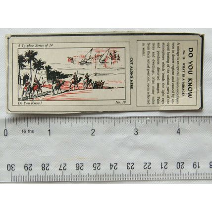 1962 Typhoo package card Do you Know No. 19 What is a Mirage?