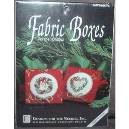 Fabric Boxes for the Holidays 6609 Wreaths Cross Stitch Kit - Sealed
