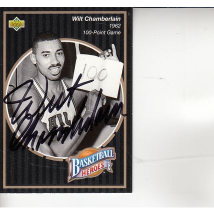 WILT CHAMBERLAIN 1992 AUTOGRAPHED LOS ANGELES LAKERS HOF WORLD CHAMPION CENTER