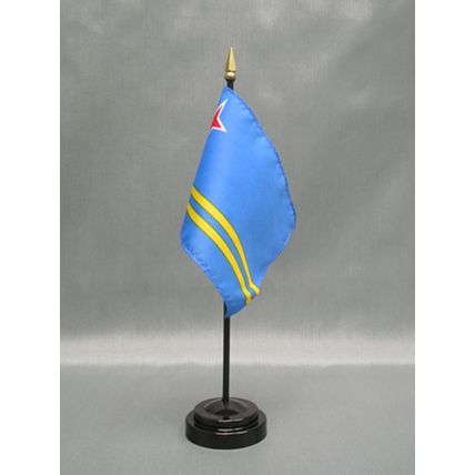 Aruba Mini 4"x6" Desk Stick Flag, With Black Plastic Stand