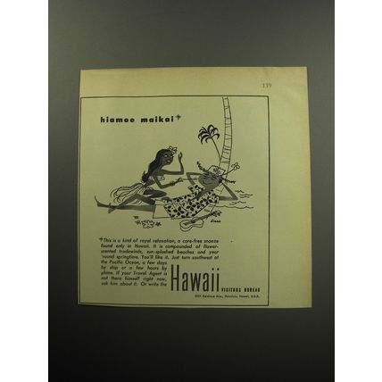 1957 Hawaii Visitors Bureau Ad - hiamoe maikai