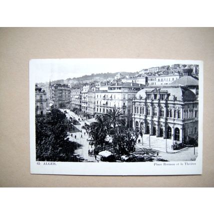 Postcard, Dated 1942, Alger ( Algiers ), Place Bresson et le Theatre, L&Y Alger