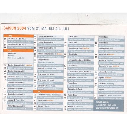 Ruhrtriennale season 2004 Postcard unused VGC