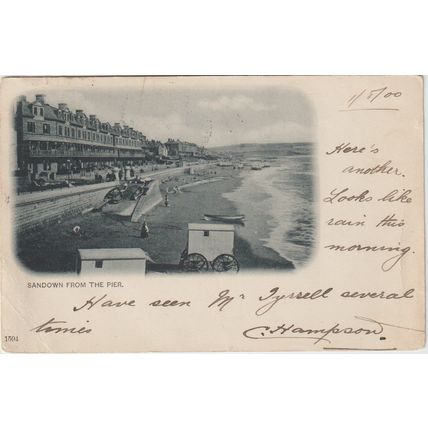 Sandown From The Pier Inc Bathing Huts Isle Of Wight Undivided Back Postcard